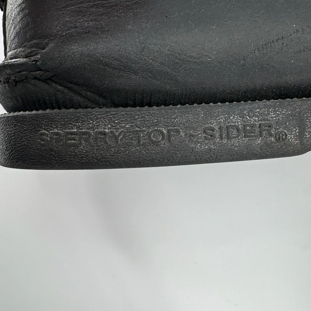 Sperry Top-Sider Boat Shoes Mens 10.5 Black Leather Authentic Original 2 Eye